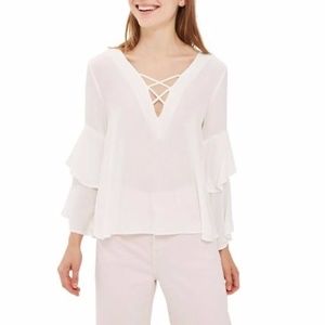 Topshop Lattice Layer Bell Sleeve Top size 12
